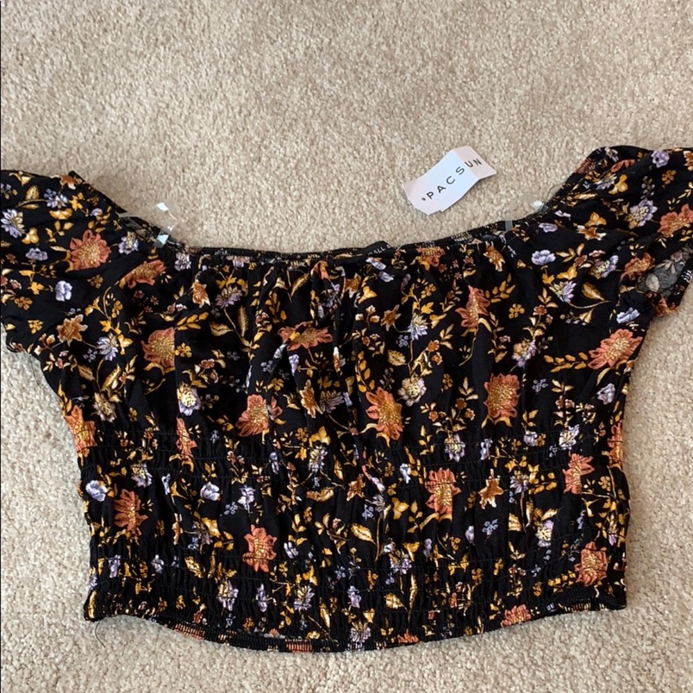 Off the shoulder floral crop top